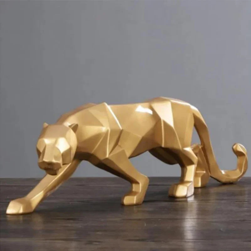 Abstract Geometric Panther Resin Statue for Home Office