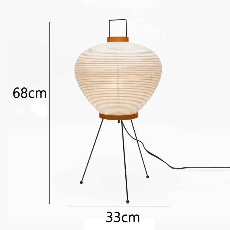 Japanese Wabi Sabi Tripod Floor Lamp with Rice Paper