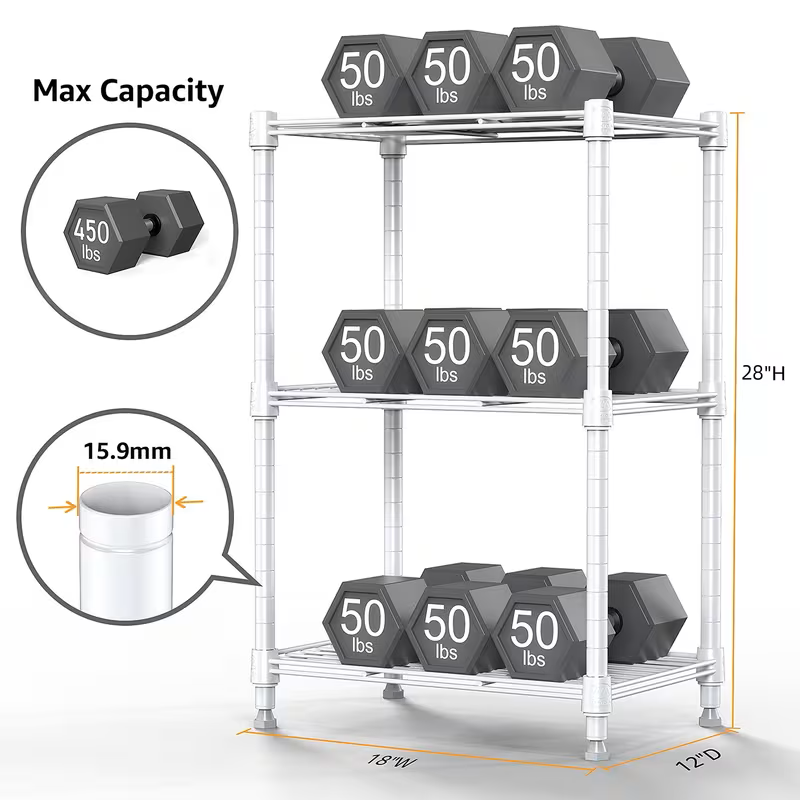 Adjustable Wire Storage Shelving Rack with Multiple Tiers