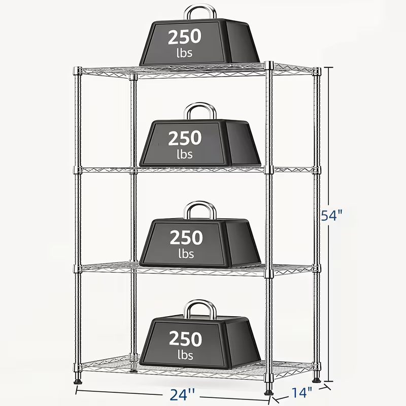 Adjustable Wire Storage Shelving Rack with Multiple Tiers