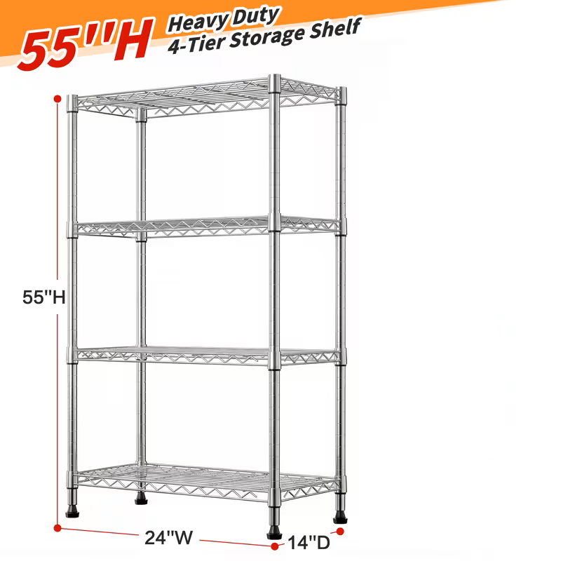 Adjustable Wire Storage Shelving Rack with Multiple Tiers