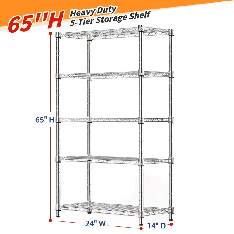 Adjustable Wire Storage Shelving Rack with Multiple Tiers