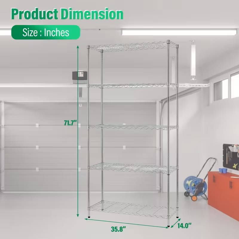 Adjustable Wire Storage Shelving Rack with Multiple Tiers