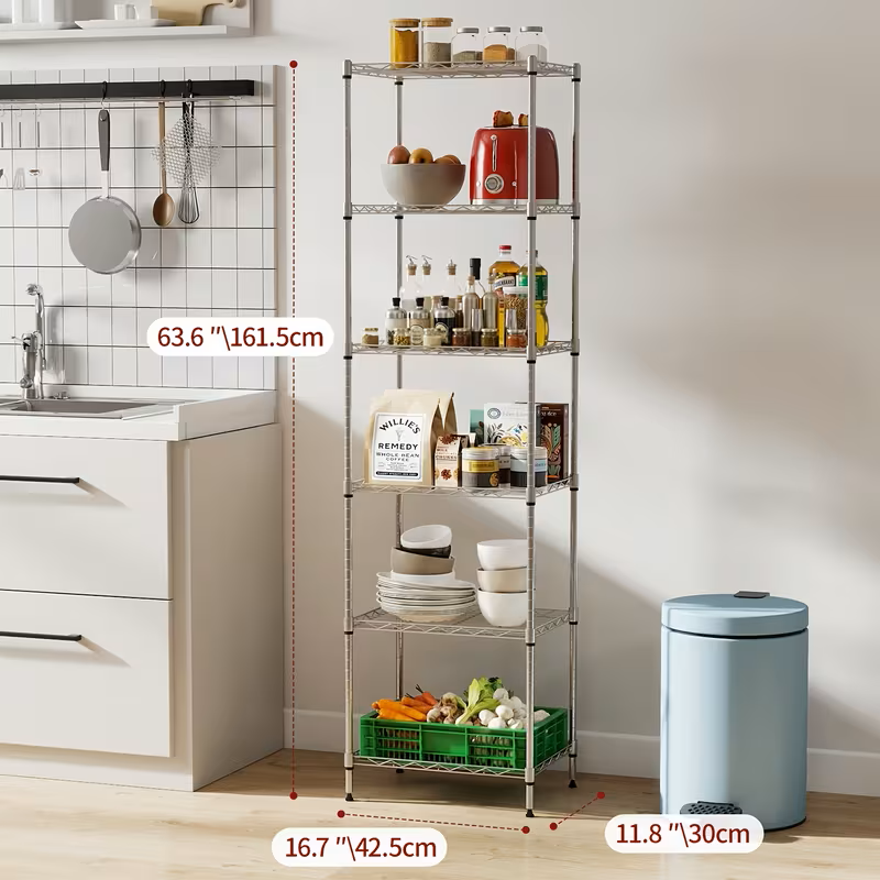 Adjustable Wire Storage Shelving Rack with Multiple Tiers