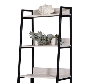 Natural & Black Ladder Bookshelf with 5 Fixed Shelves - 24" Wide