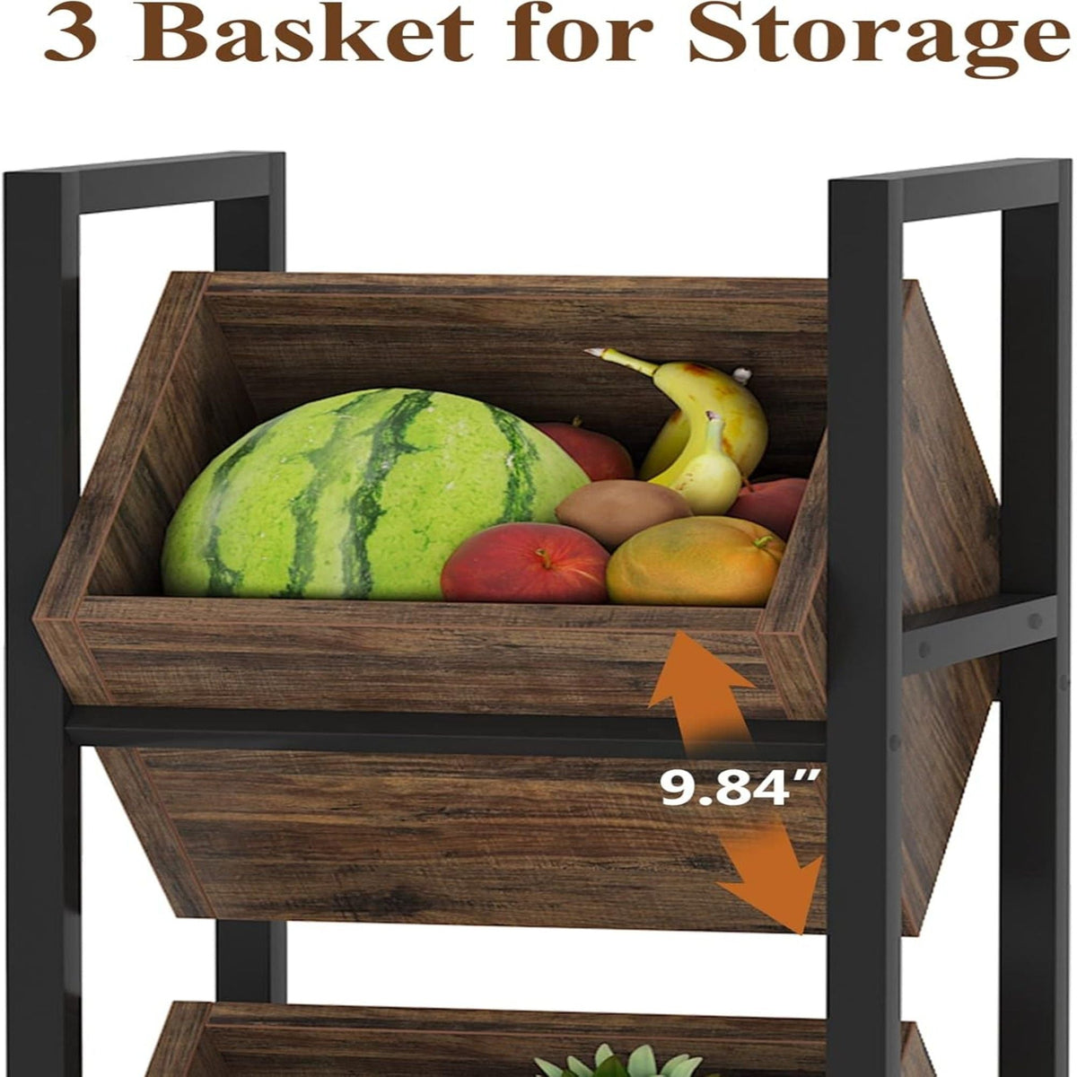 3-Tier Angled Basket Stand for Kitchen Storage