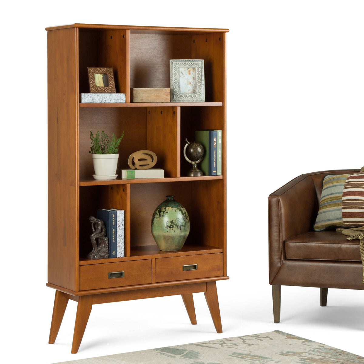 Draper Mid Century Wide Bookcase Storage Unit