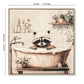 Raccoon Bathroom Canvas Wall Art, Framed - Black / Ivory