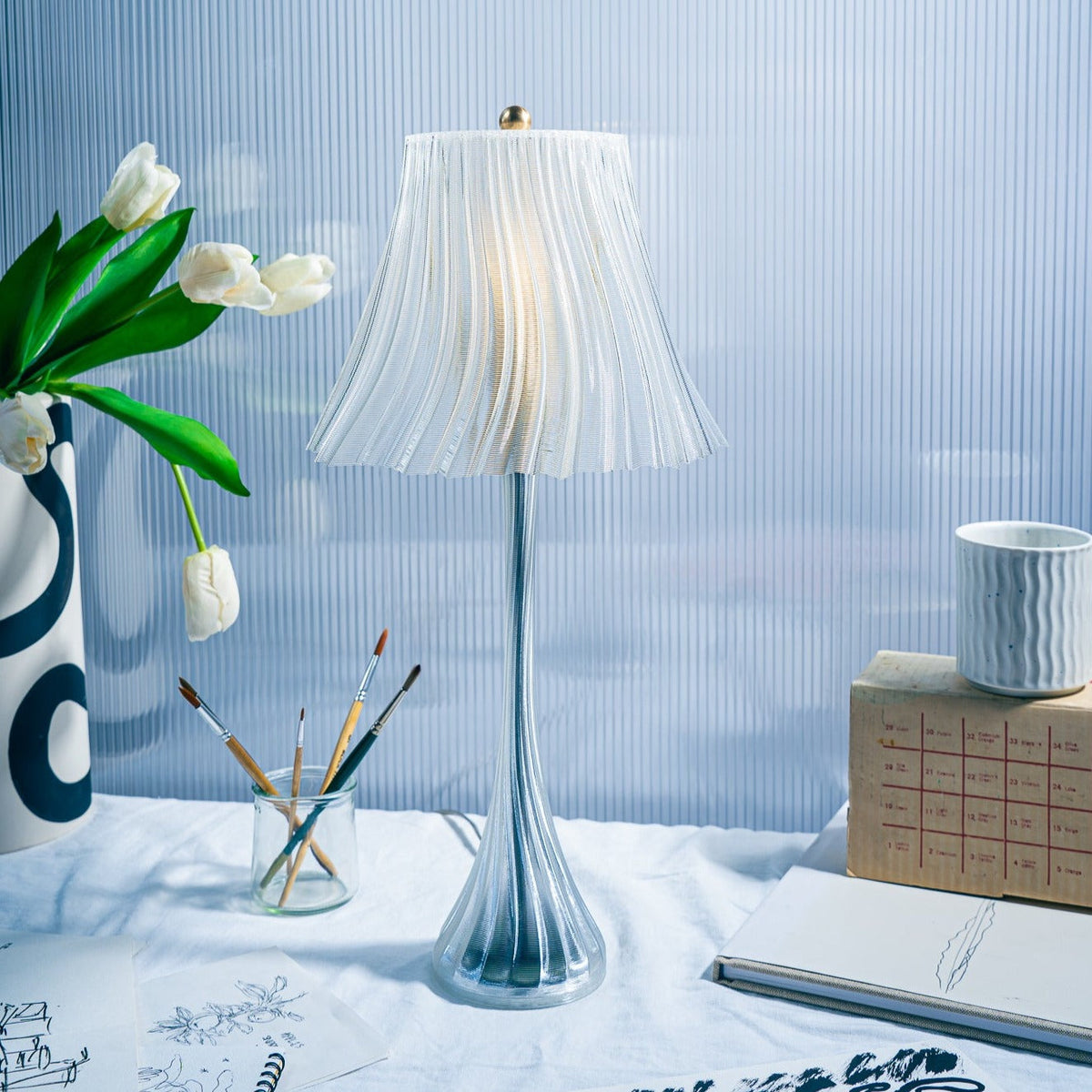Pleated Table Lamp for Home and Office