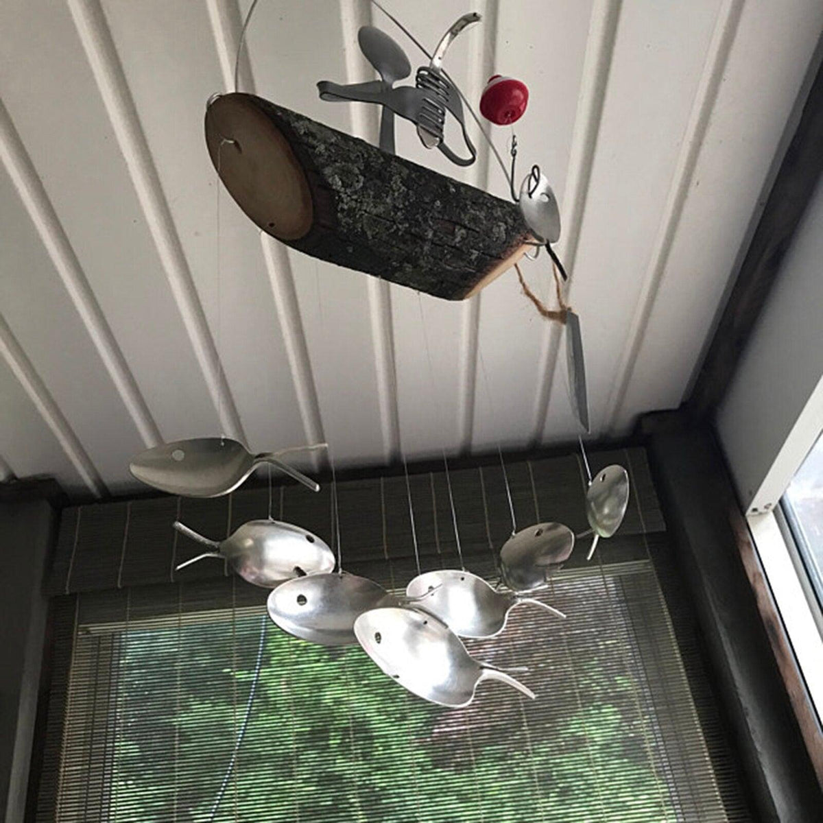 Creative Fishing Man Fish Wind Chime Garden Decor