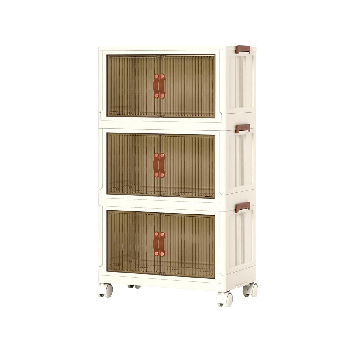 3-Piece Foldable Storage Bins with Lids and Wheels
