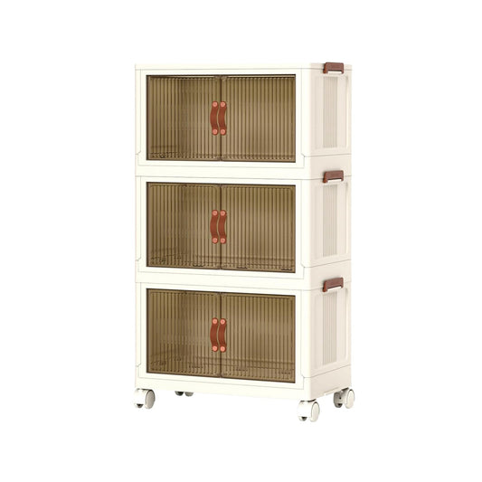 3-Piece Foldable Storage Bins with Lids and Wheels
