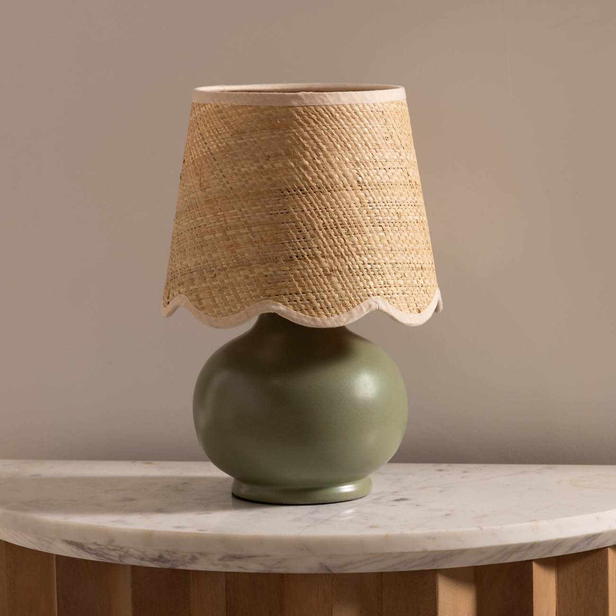 Green Solid Ceramic Table Lamp for Home