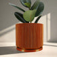 Mid Century Ribbed Planter for Modern Home Decor