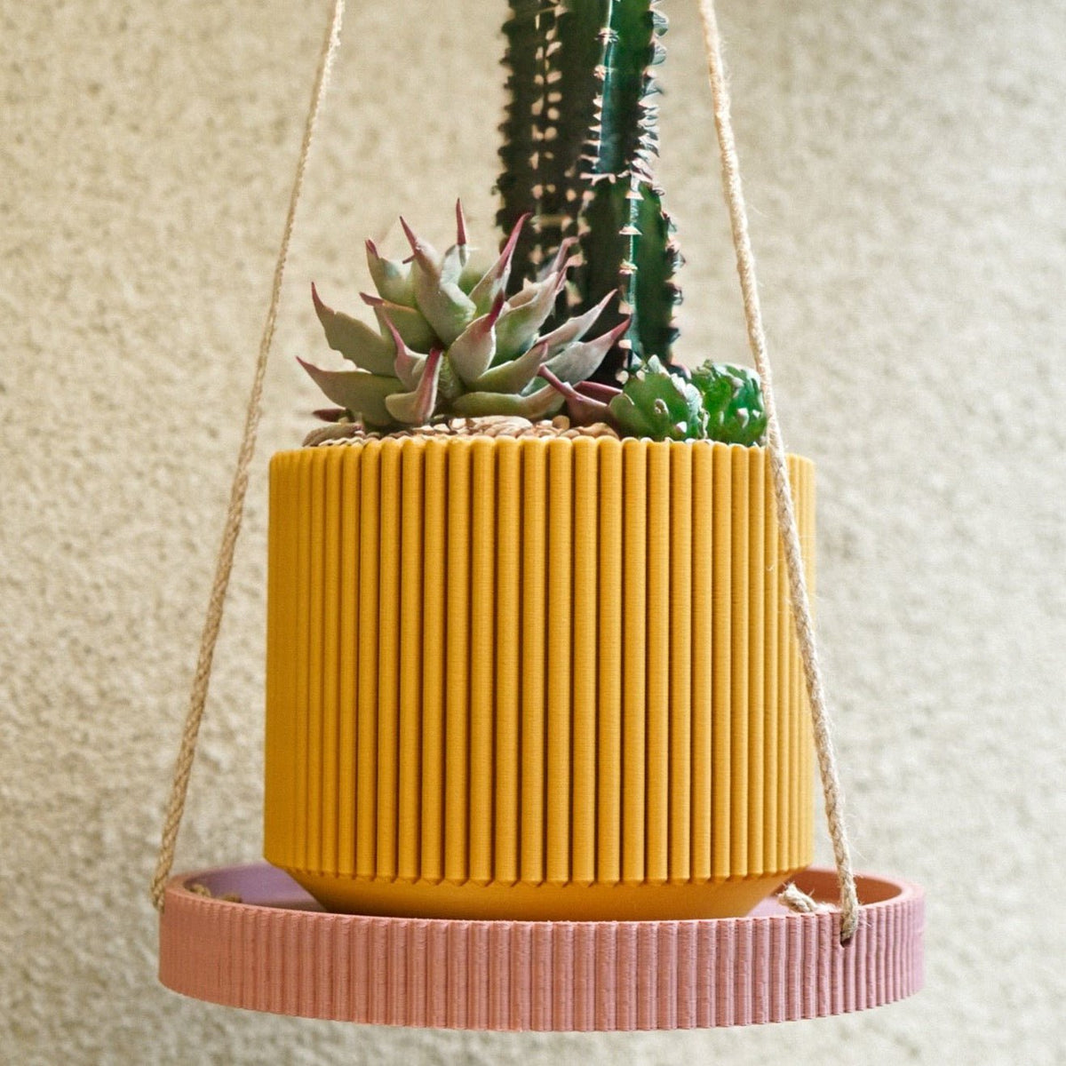 Mid Century Ribbed Planter for Modern Home Decor