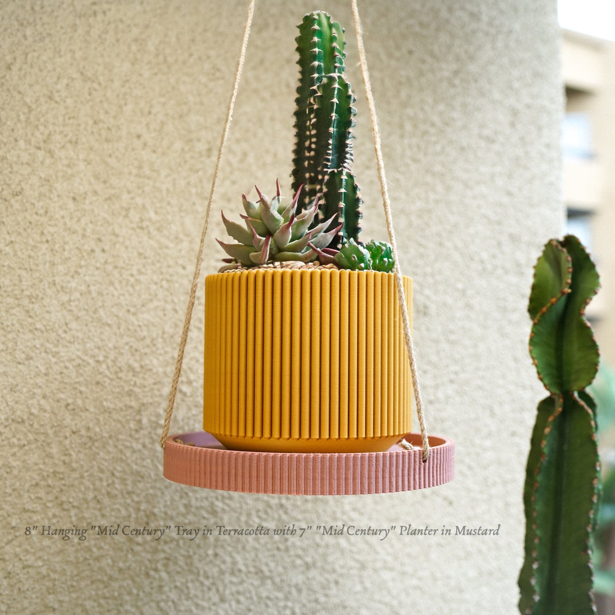 Mid Century Ribbed Planter for Modern Home Decor