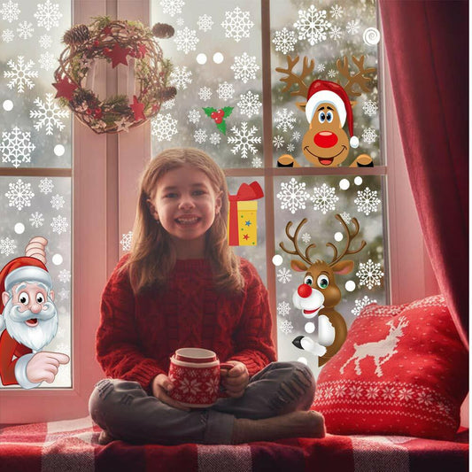 Christmas Window Clings Milky Snowflakes Xmas Stickers 160pcs Winter Decor