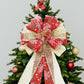 Filltown Christmas Tree Topper Bow 53x13 Inch Grey Silver Xmas Decor