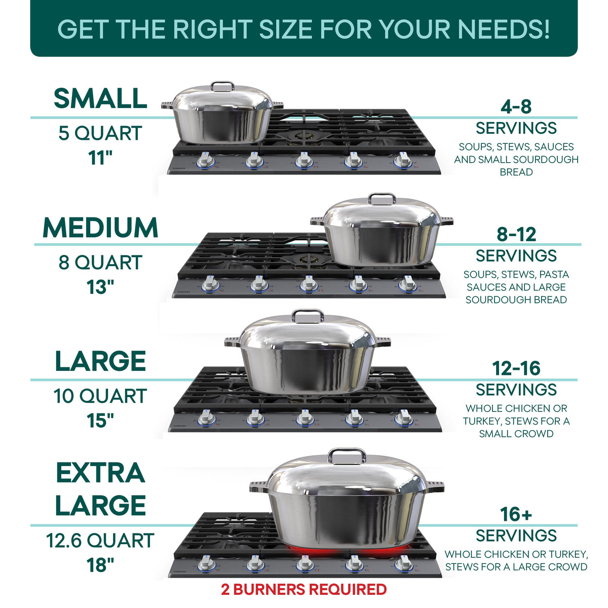 8-Quart Oval Dutch Oven with Lid for Cooking